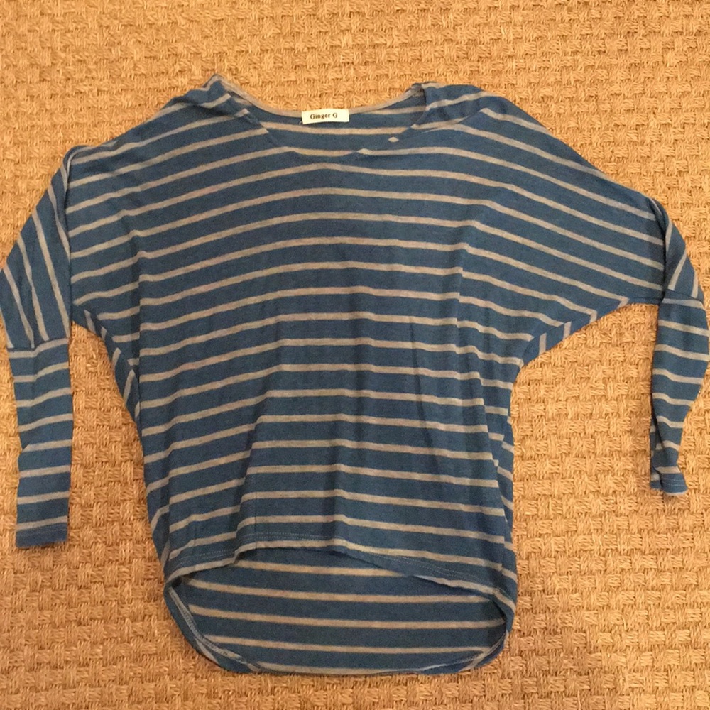 Grey and blue striped shirt